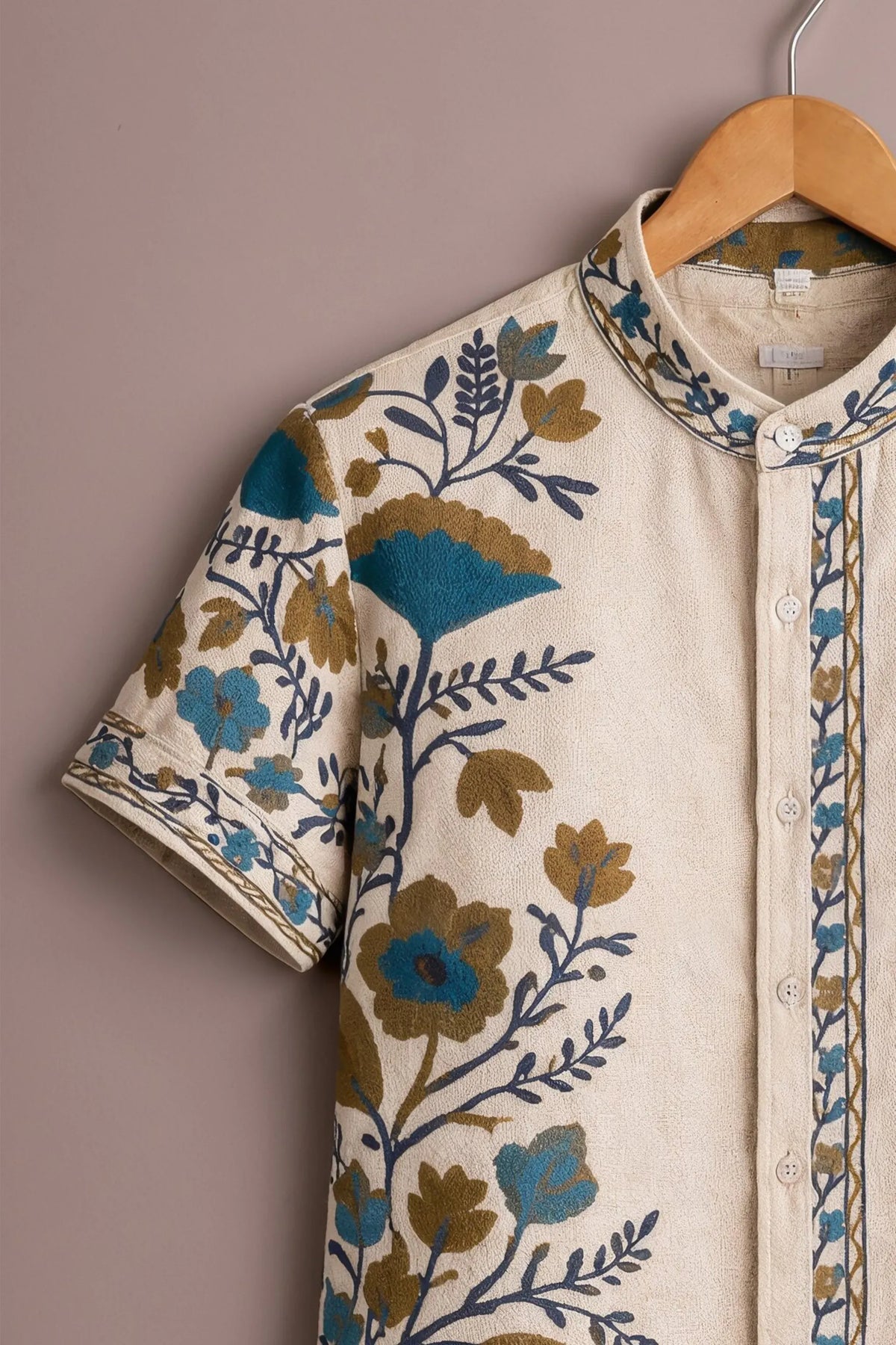 Men's Cream Floral Printed Casual Shirt-Men's Cream Floral Printed Casual Shirt