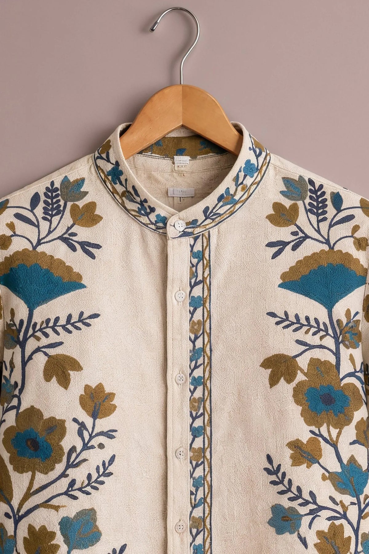 Men's Cream Floral Printed Casual Shirt-Men's Cream Floral Printed Casual Shirt