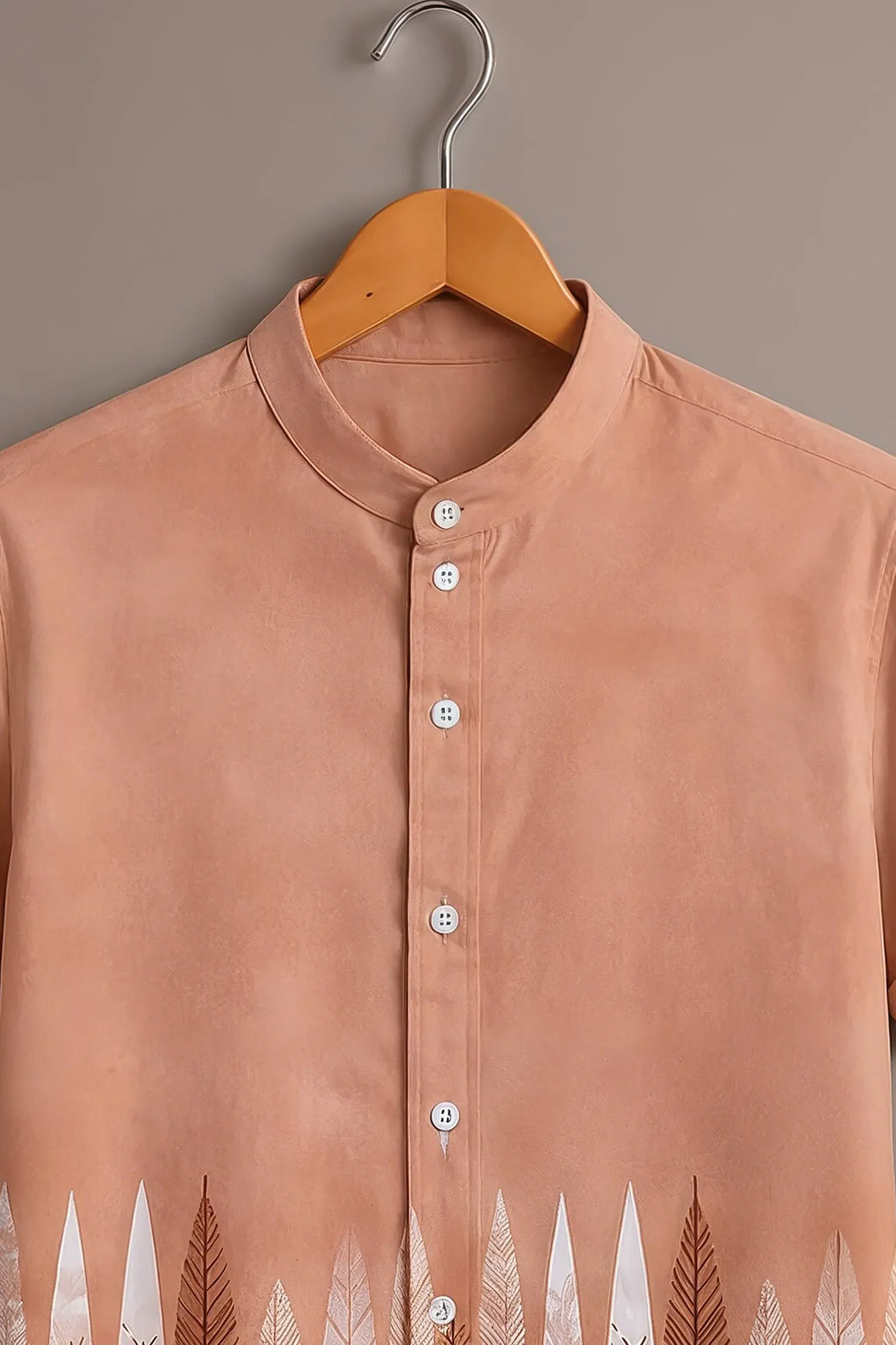 Men's Peach Leaf Print Casual Shirt
