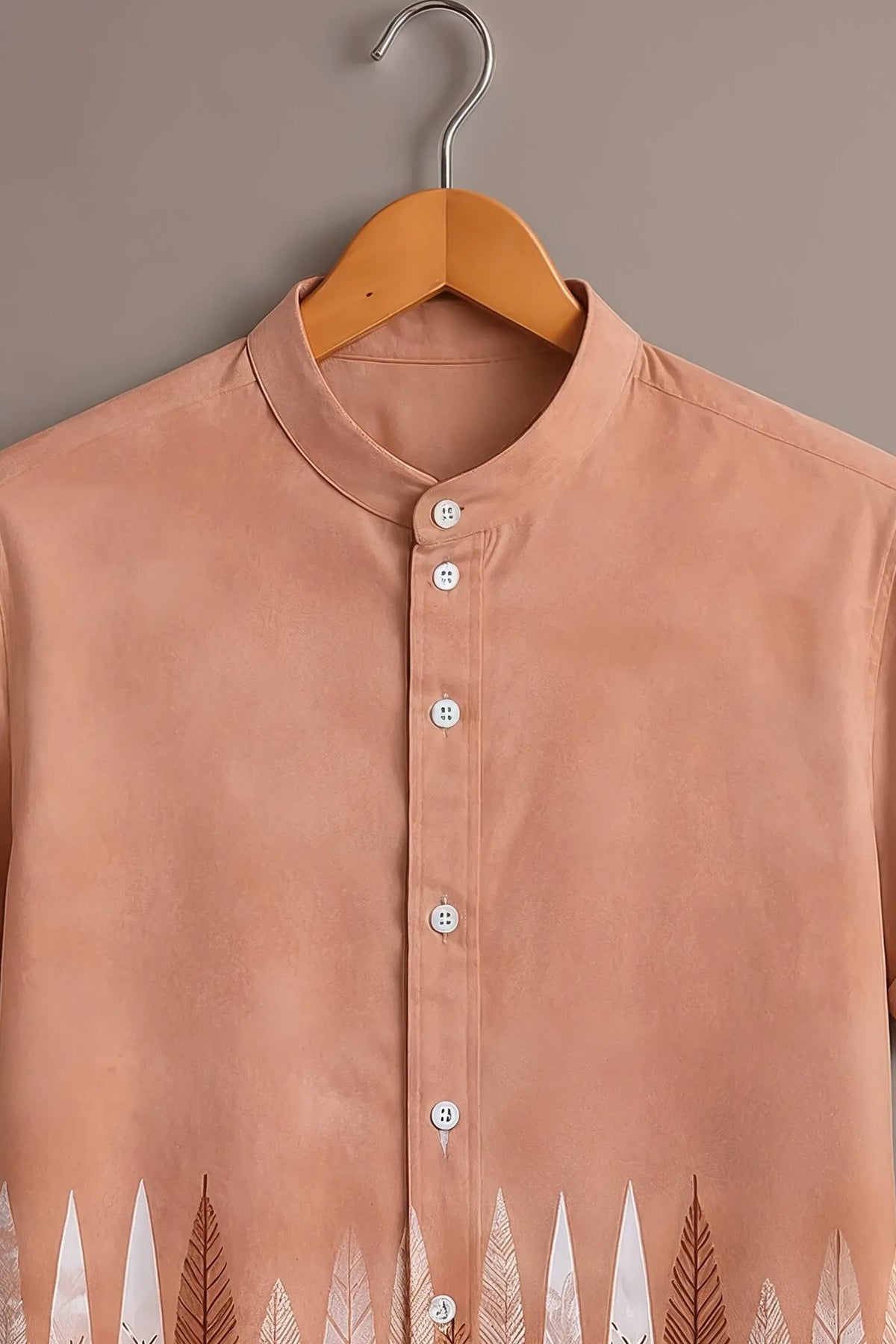 Men's Peach Leaf Print Casual Shirt-Men's Peach Leaf Print Casual Shirt